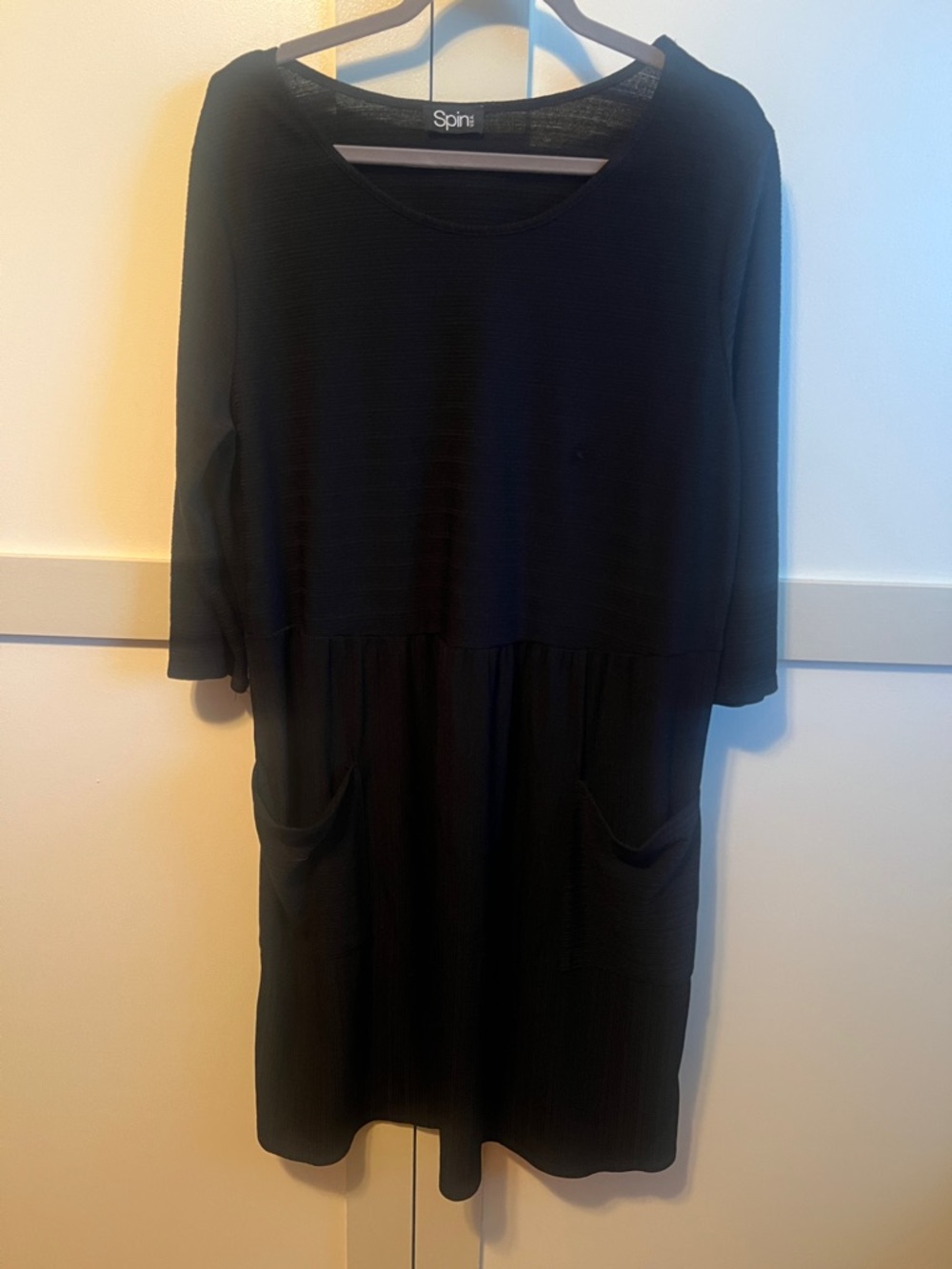 Spiral Designs Black Midi Dress with Pockets
